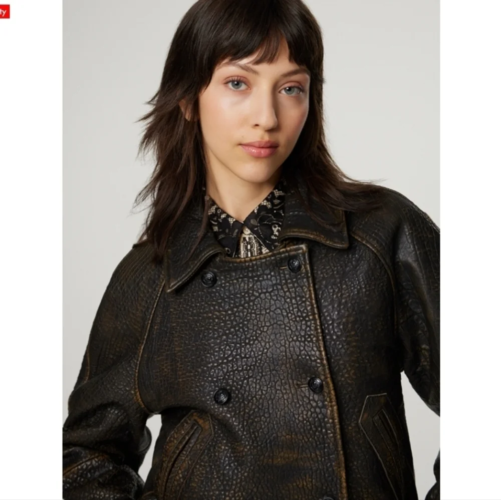 NWT The Kooples Embossed Sheep Leather Jacket